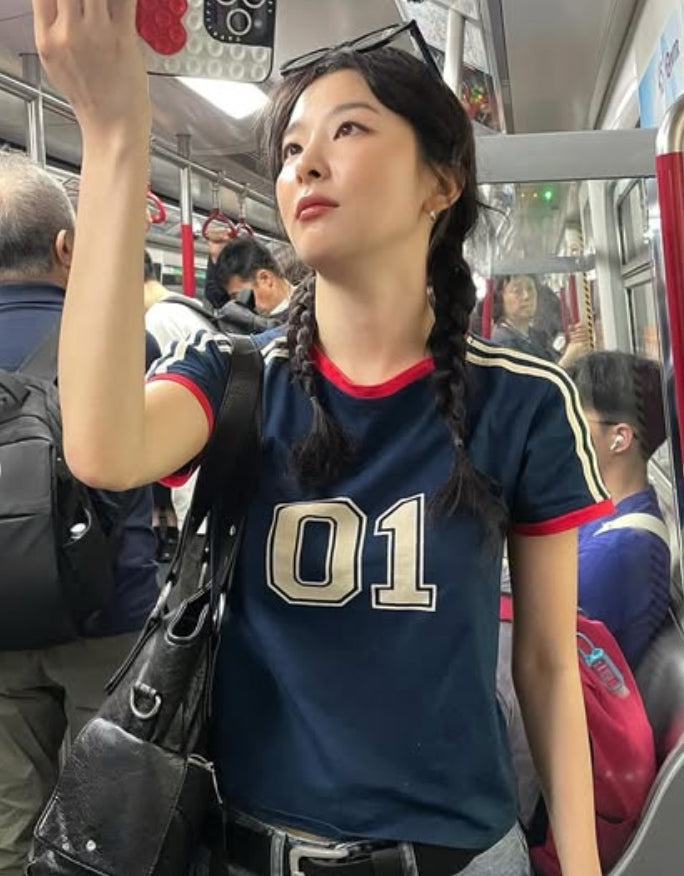 Navy Blue 01 Jersey Style T-Shirt