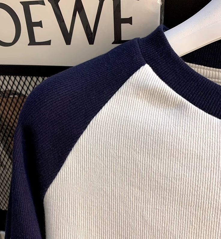 Navy Blue And White Raglan T-Shirt