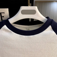 Navy Blue And White Raglan T-Shirt