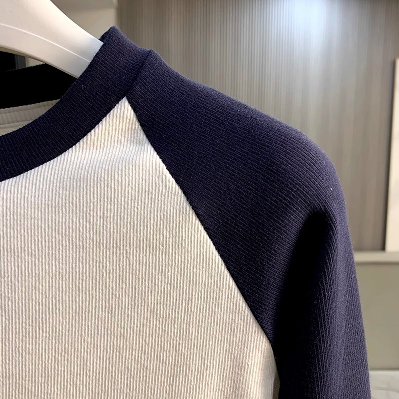 Navy Blue And White Raglan T-Shirt