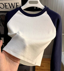 Navy Blue And White Raglan T-Shirt