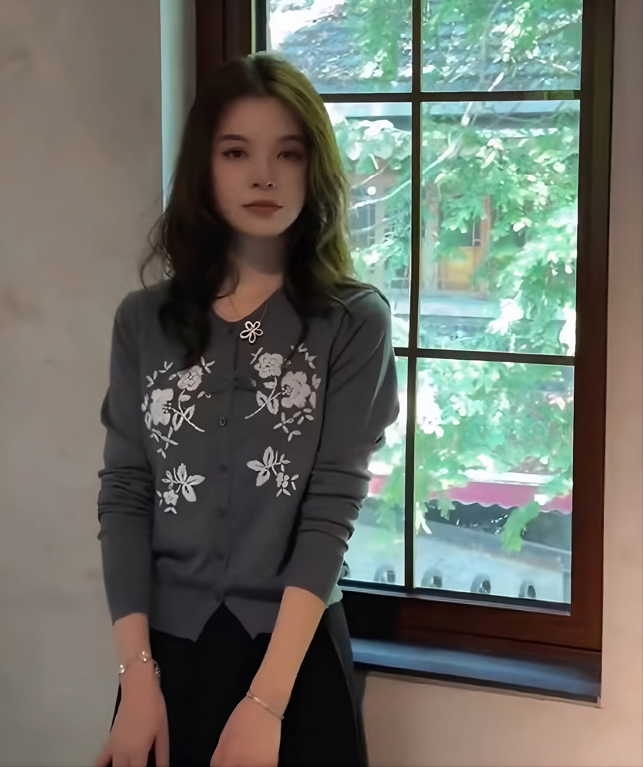 Navy Blue Floral Cardigan