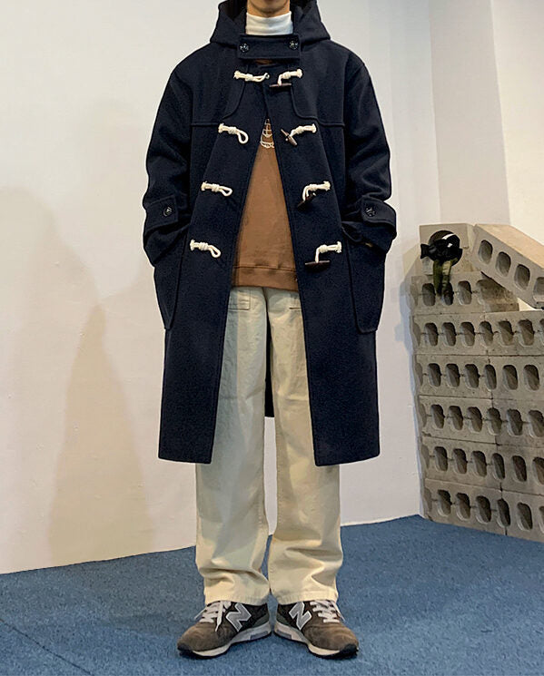 Navy Blue Hooded Long Coat