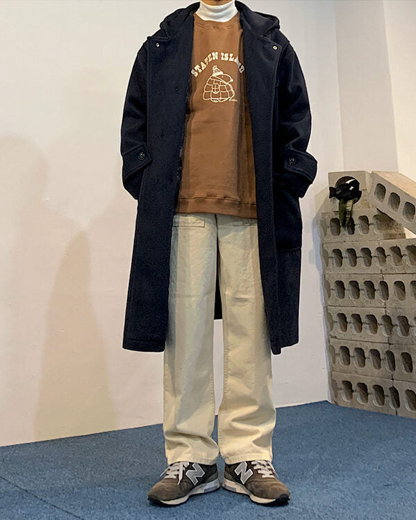 Navy Blue Hooded Long Coat