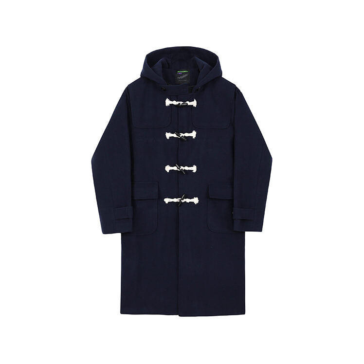 Navy Blue Hooded Long Coat