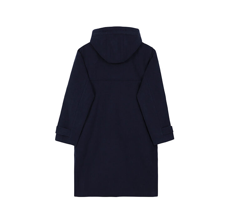 Navy Blue Hooded Long Coat