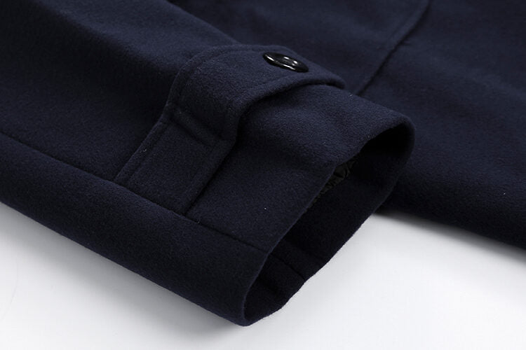 Navy Blue Hooded Long Coat