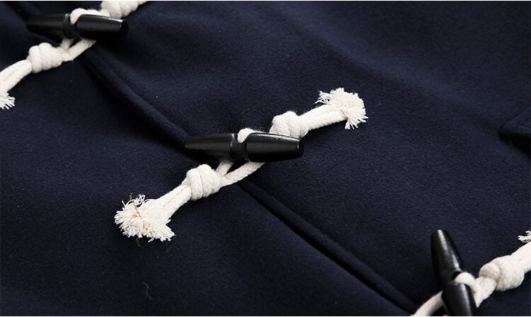 Navy Blue Hooded Long Coat