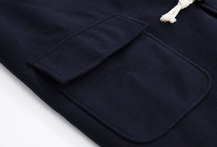 Navy Blue Hooded Long Coat
