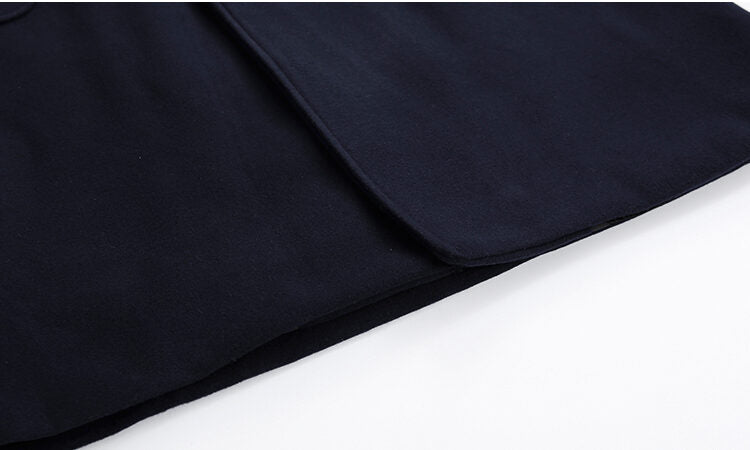 Navy Blue Hooded Long Coat