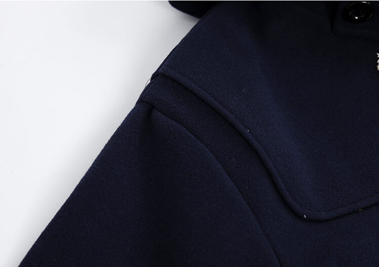 Navy Blue Hooded Long Coat