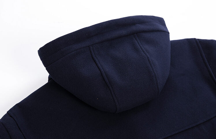 Navy Blue Hooded Long Coat