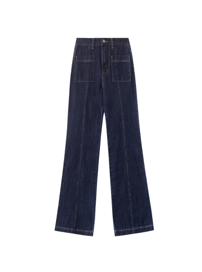 Navy Blue Jeans With Front Pockets