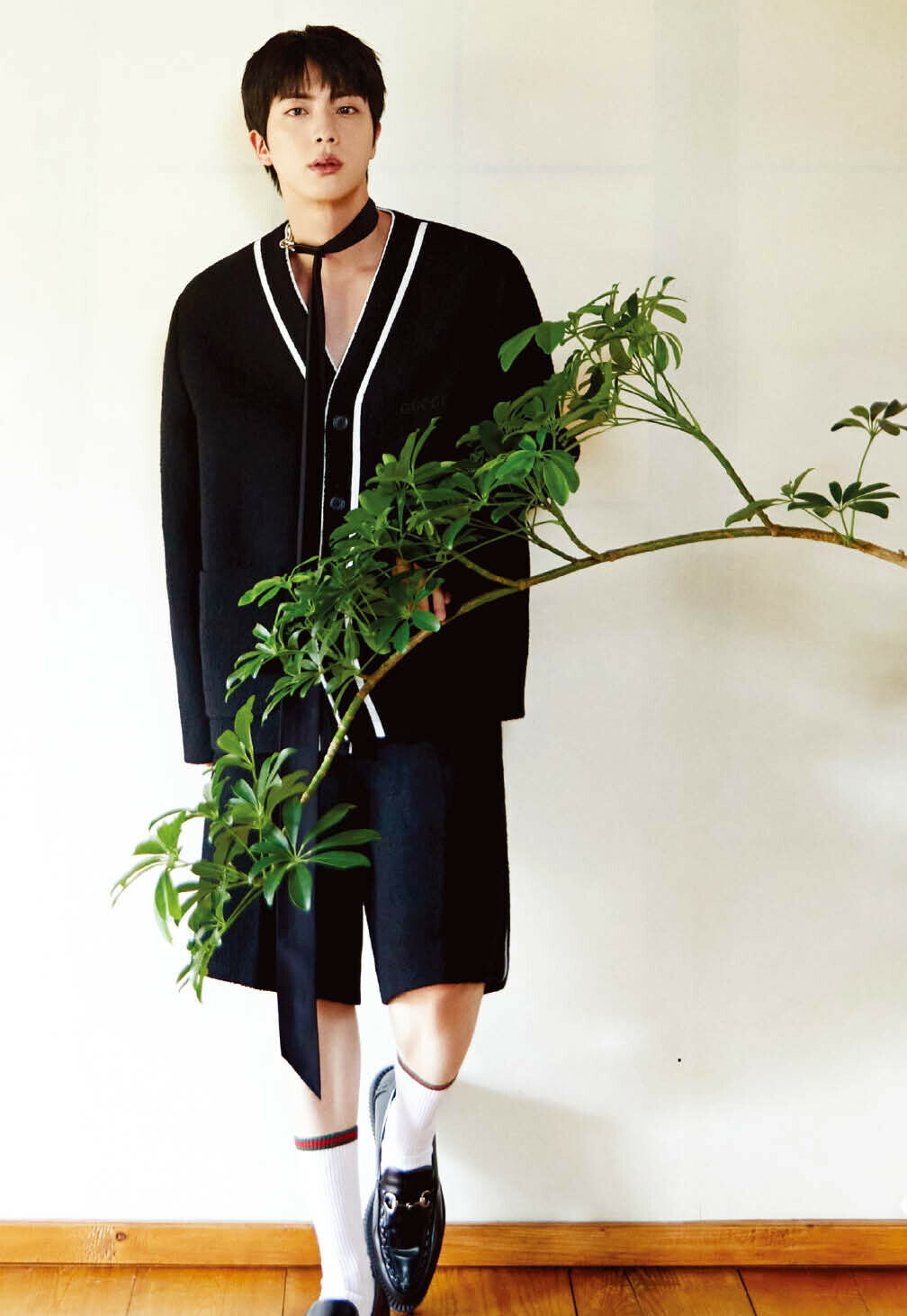 Navy Blue Lined V-Neck Cardigan