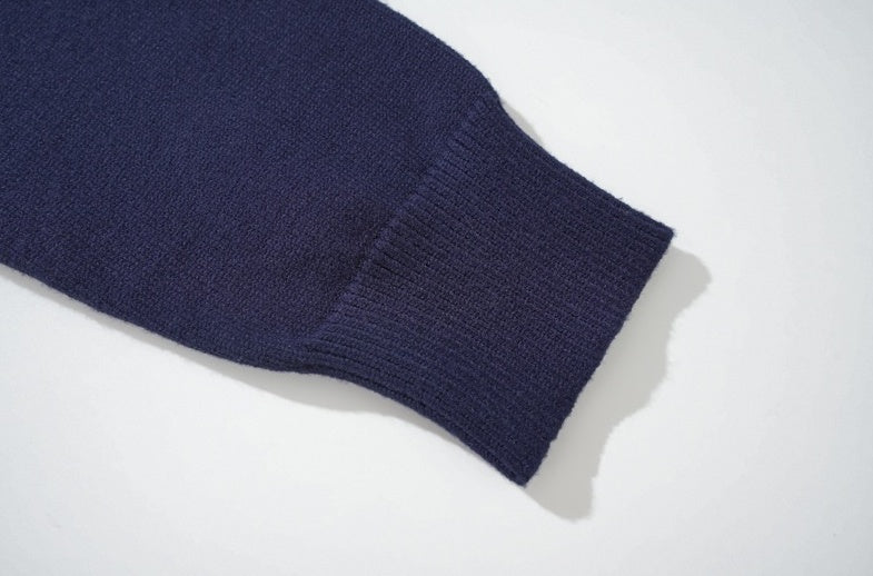 Navy Blue Lined V-Neck Cardigan