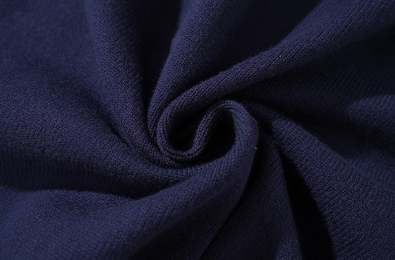 Navy Blue Lined V-Neck Cardigan
