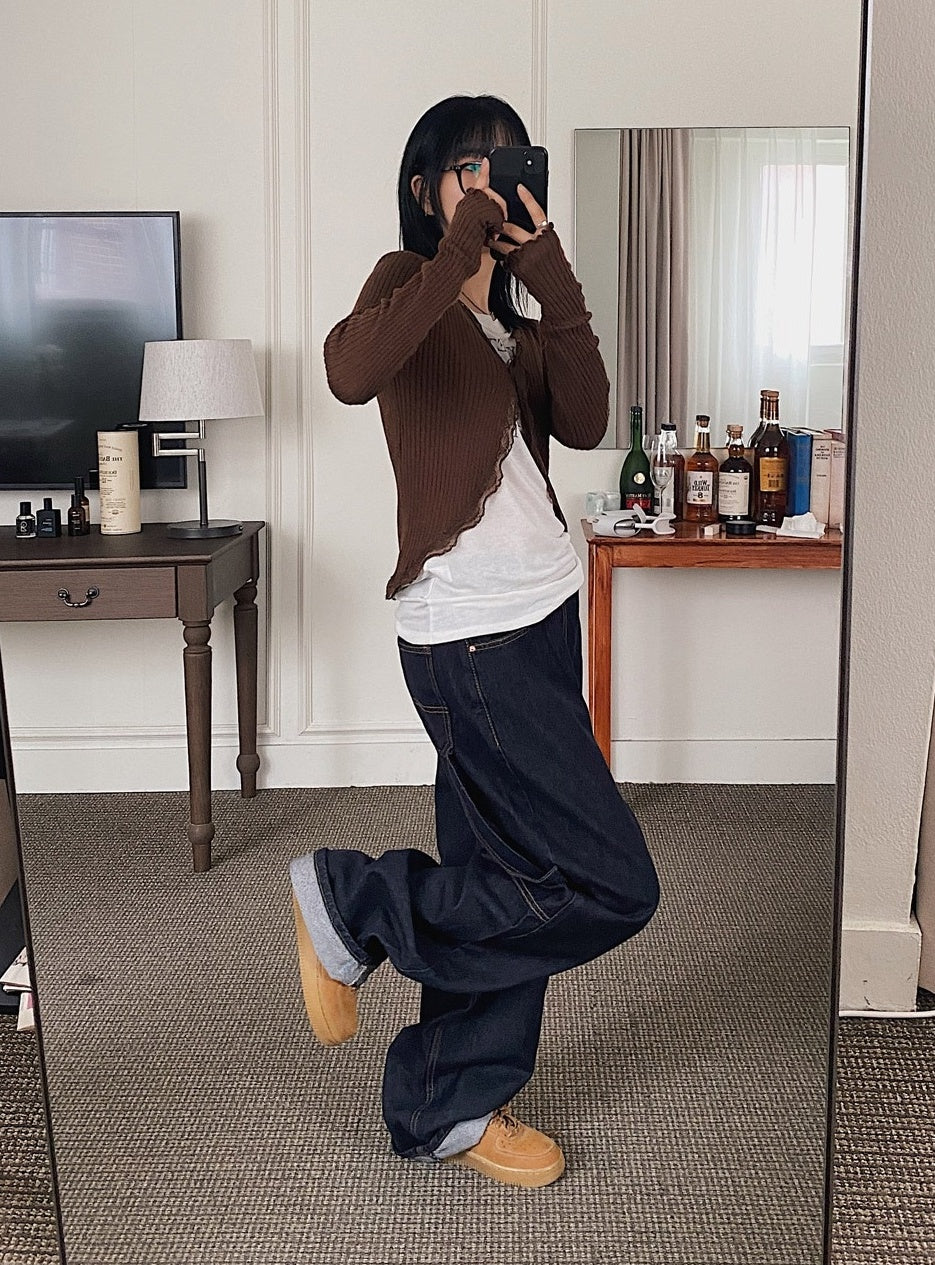 Navy Blue Side-Strap Harem Jeans