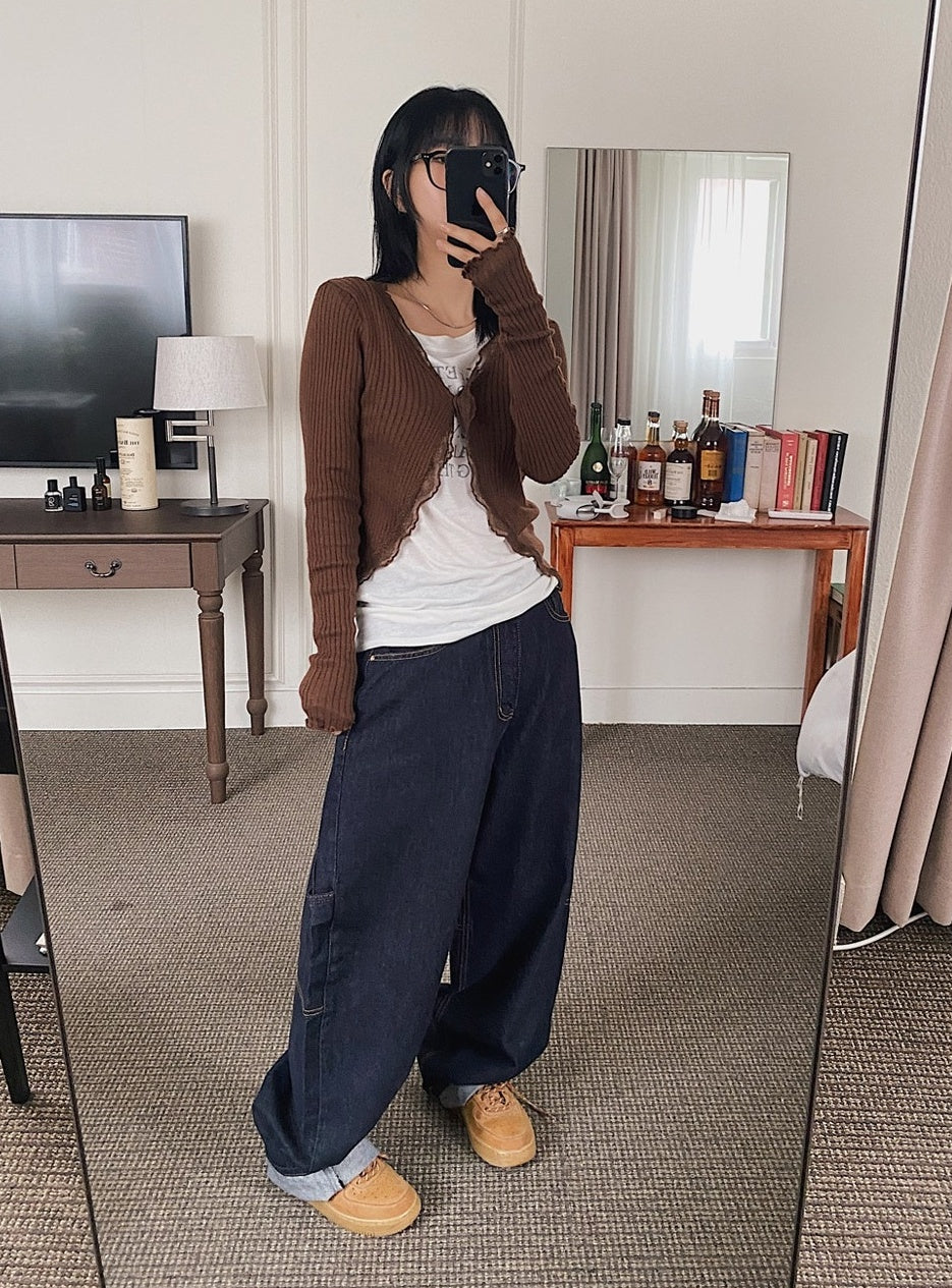 Navy Blue Side-Strap Harem Jeans