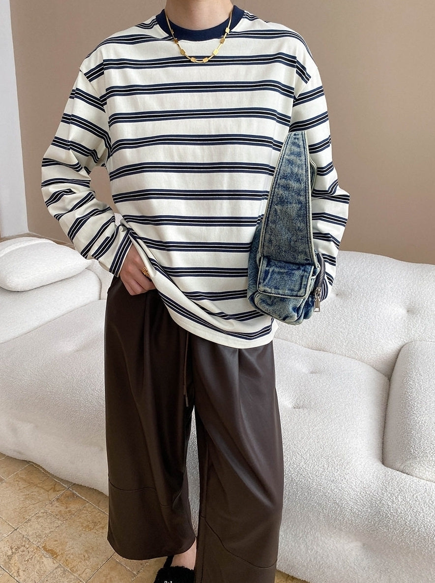 Navy Stripe Long Sleeve Top
