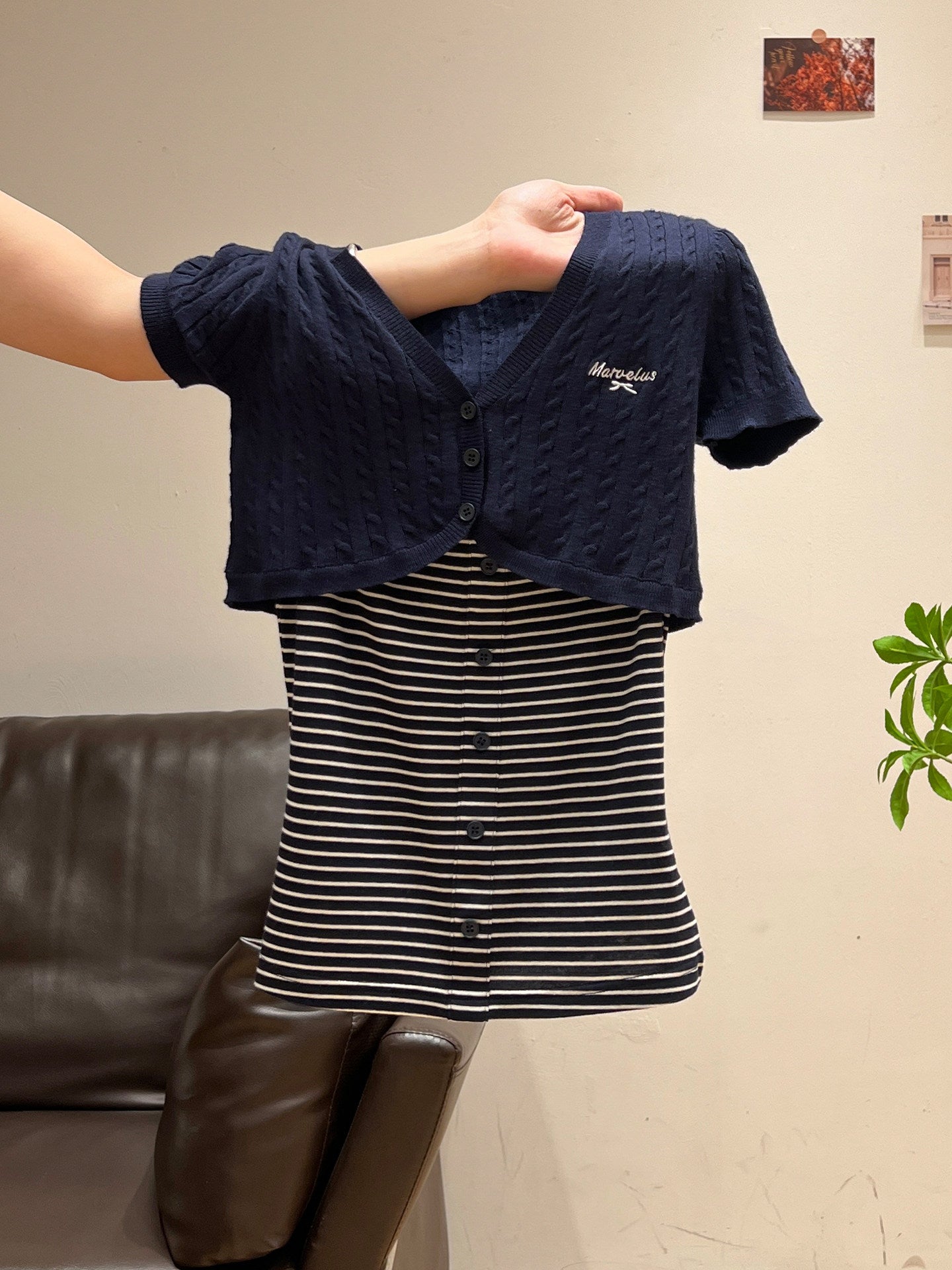 Navy Cardigan and Top Set