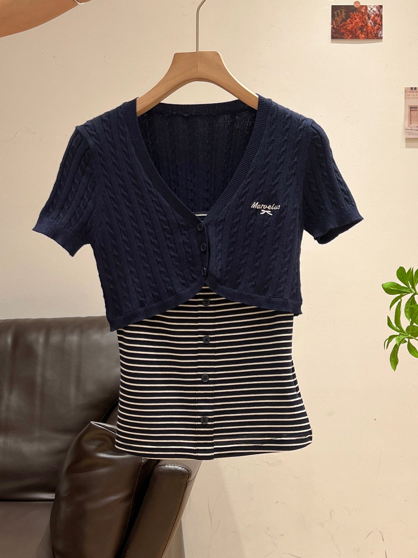 Navy Cardigan and Top Set