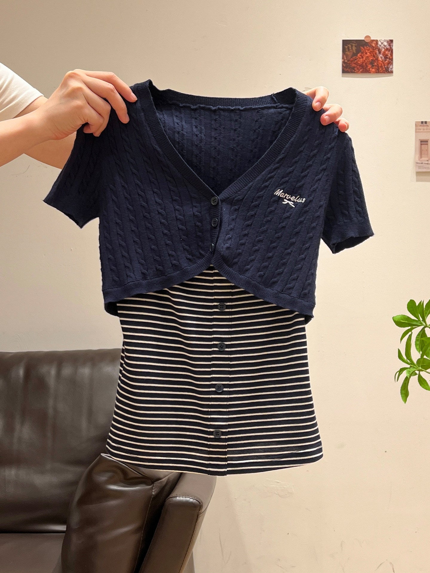 Navy Cardigan and Top Set