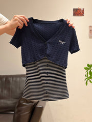 Navy Cardigan and Top Set