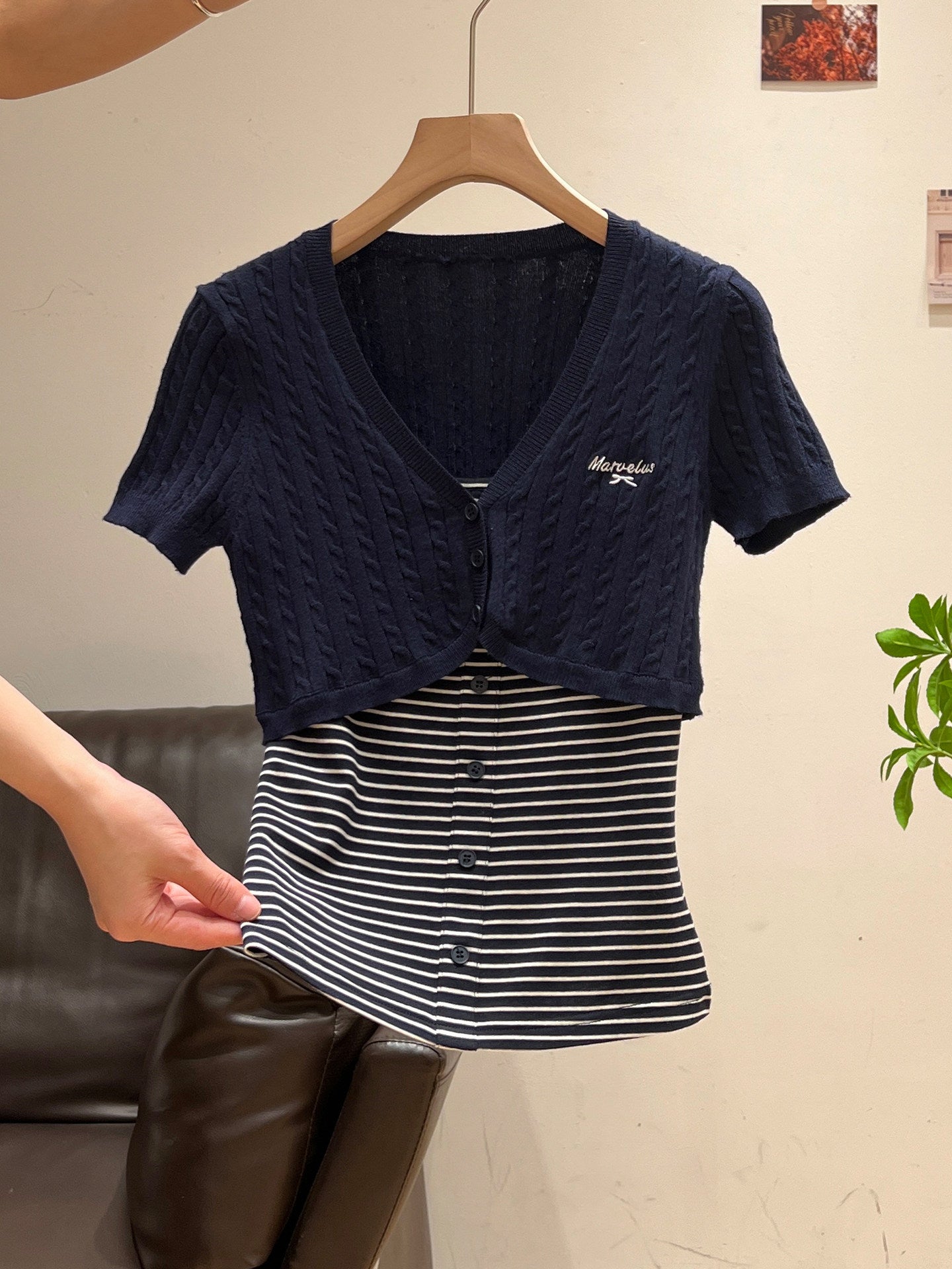 Navy Cardigan and Top Set