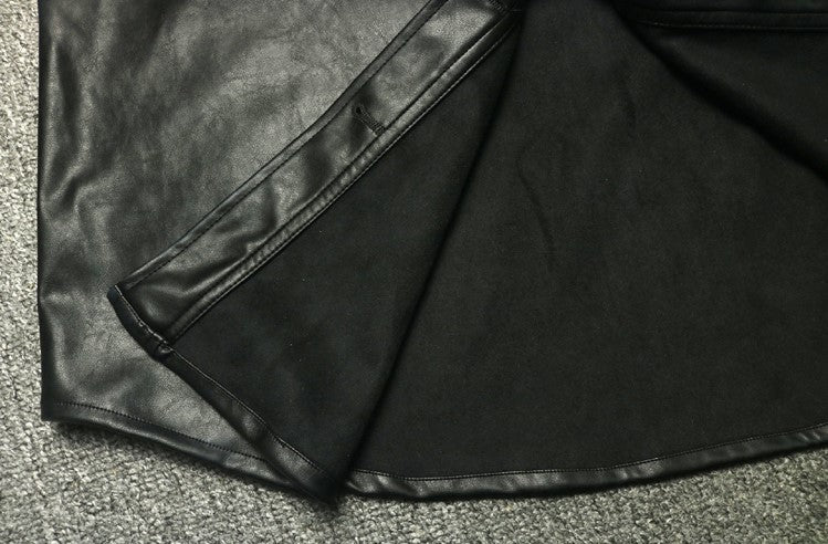 Black Lace Belted Leather Long Jacket