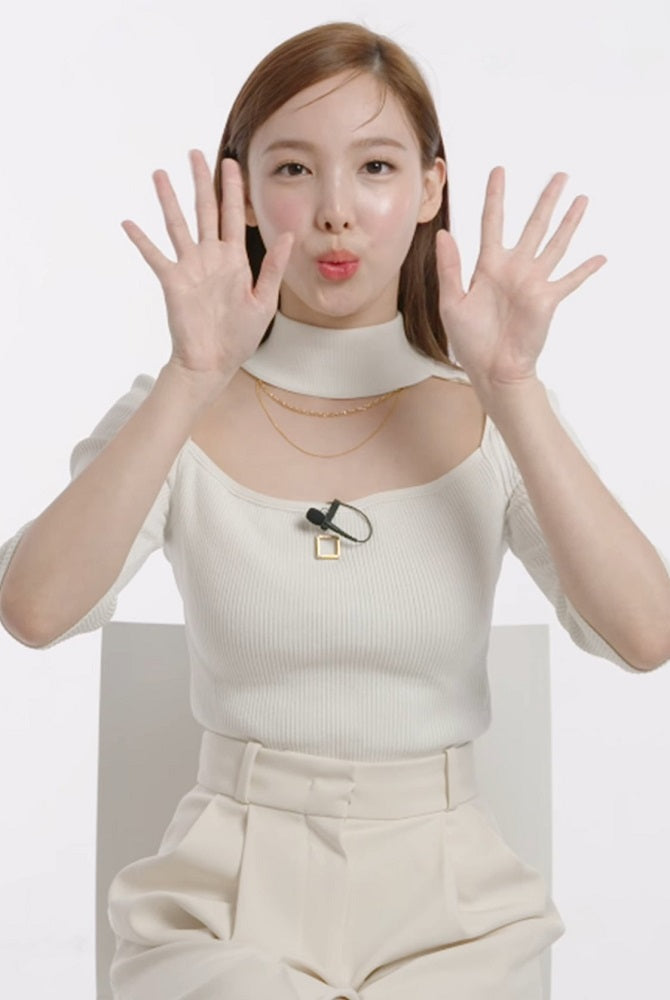 Beige Cut-Out Mock Neck Top