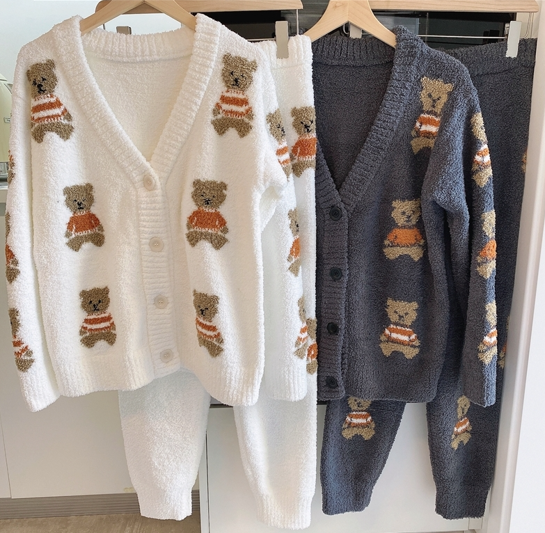 White Bear Cardigan And Pajama Set