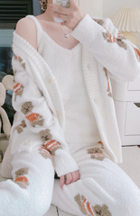 White Bear Cardigan And Pajama Set