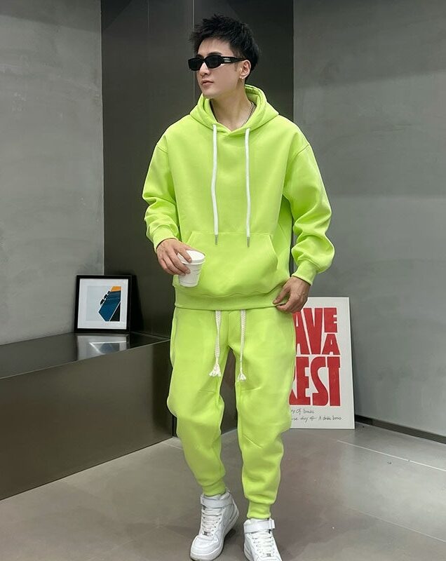 Neon Green Hoodie And Pants Set