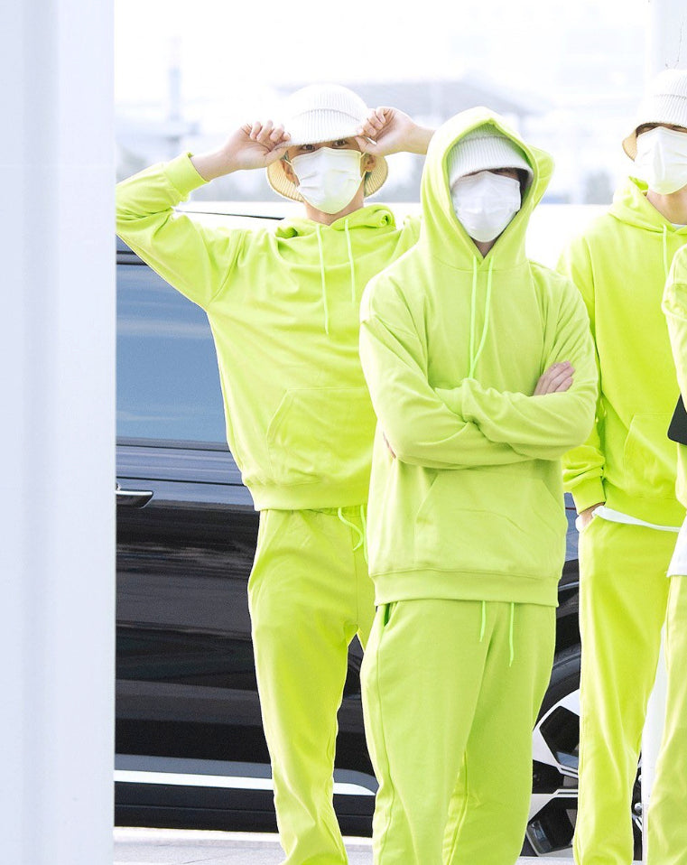 Neon Green Hoodie And Pants Set