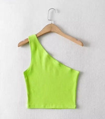Neon Green One-Shoulder Top