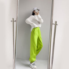 Neon Green Velvet Sweatpants