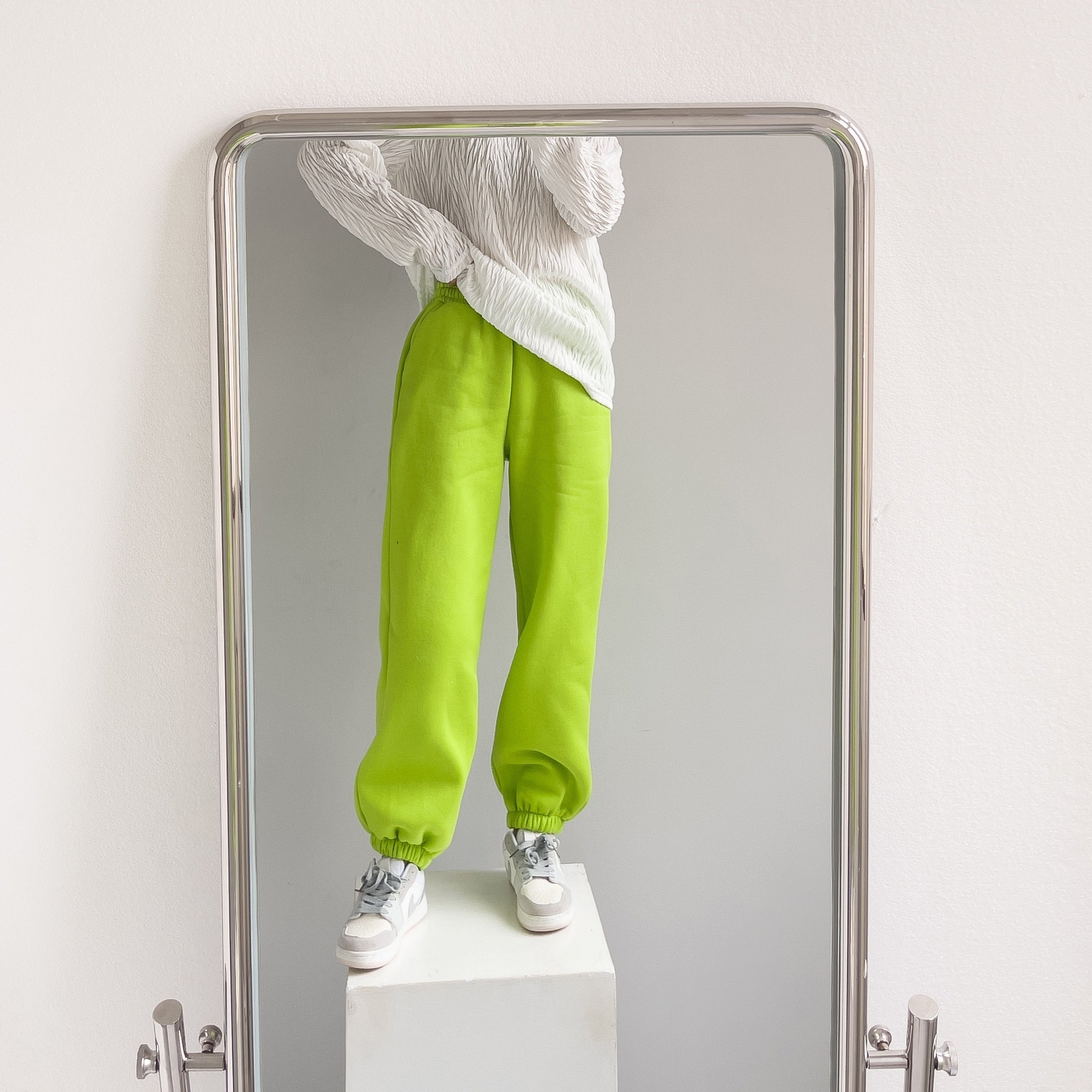 Neon Green Velvet Sweatpants
