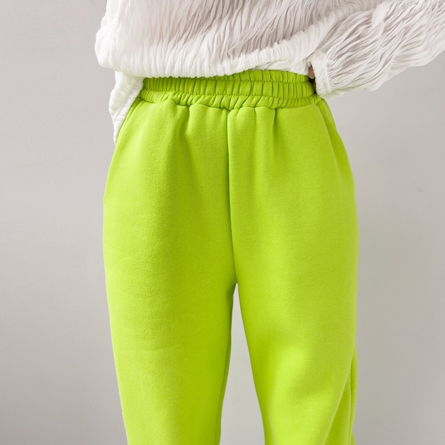 Neon Green Velvet Sweatpants