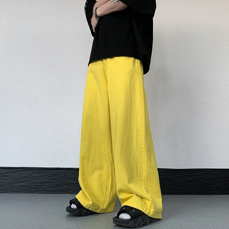 Neon Yellow Wide Leg Jeans