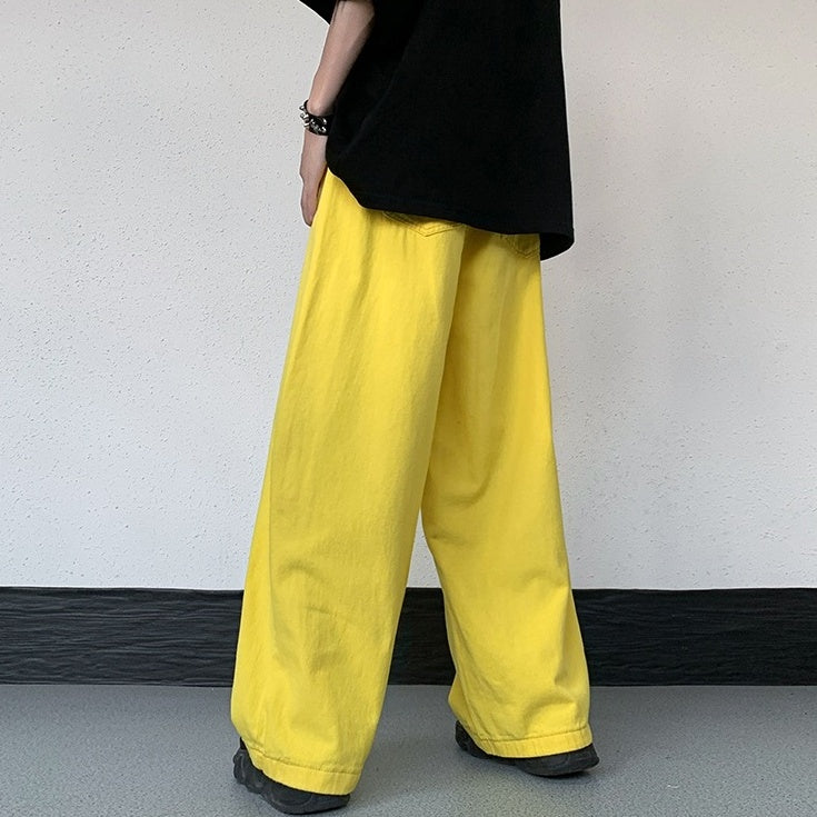 Neon Yellow Wide Leg Jeans