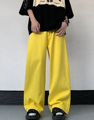 Neon Yellow Wide Leg Jeans