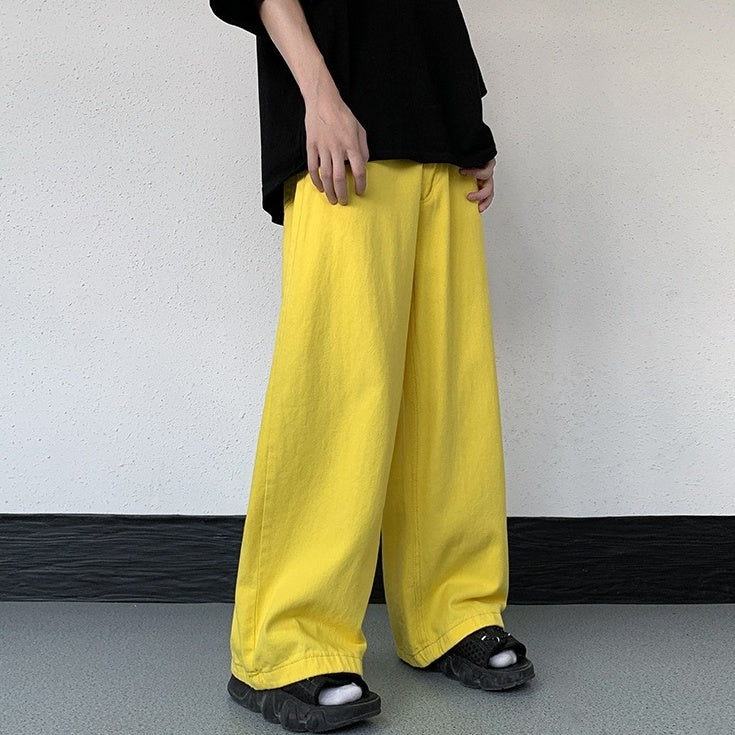 Neon Yellow Wide Leg Jeans