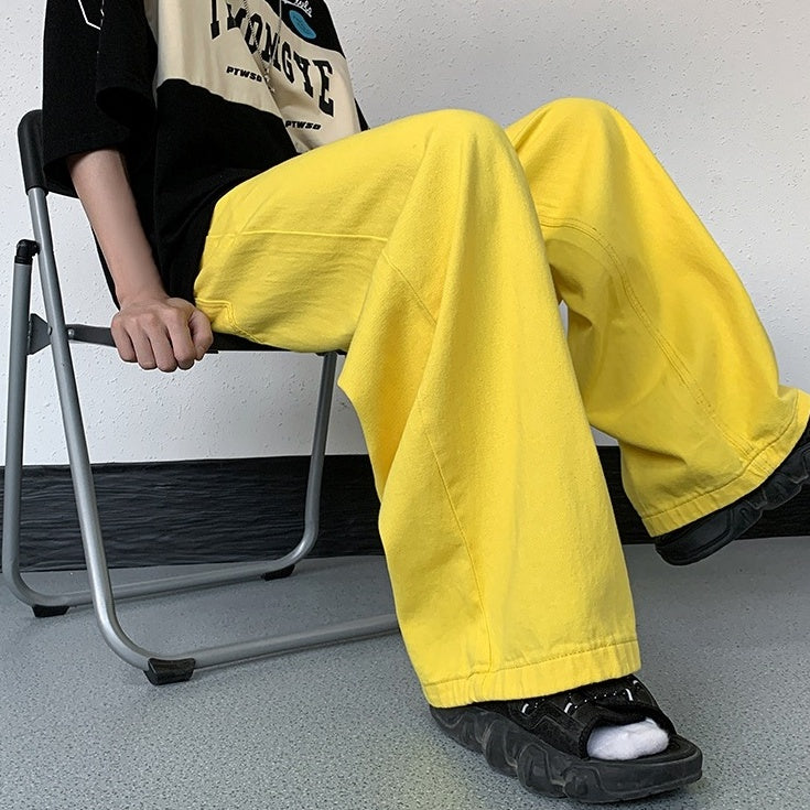 Neon Yellow Wide Leg Jeans