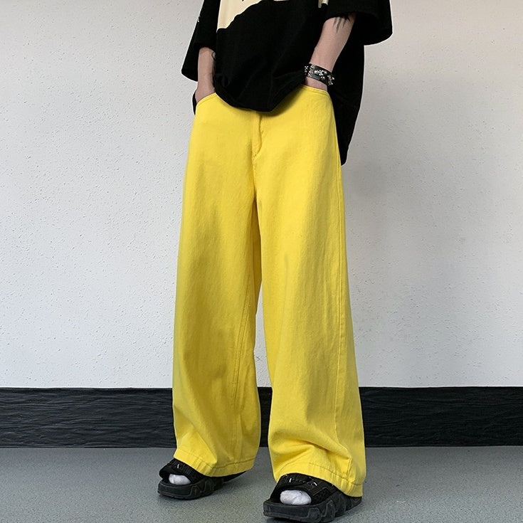 Neon Yellow Wide Leg Jeans