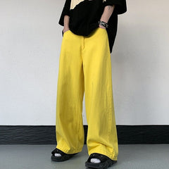 Neon Yellow Wide Leg Jeans