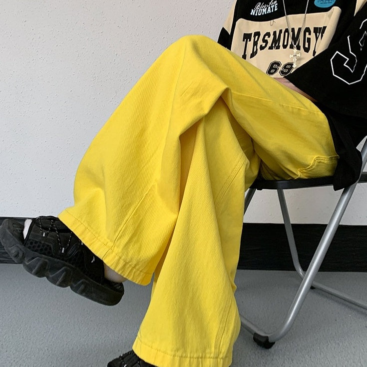Neon Yellow Wide Leg Jeans