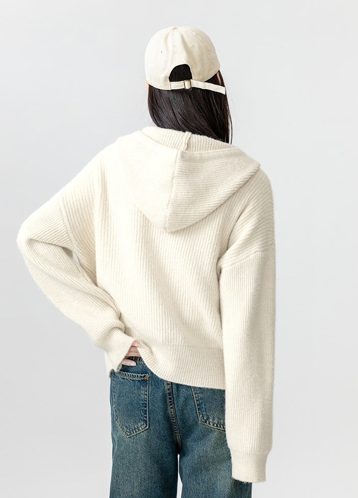 New Hooded Knit Cardigan Sweater