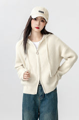 New Hooded Knit Cardigan Sweater
