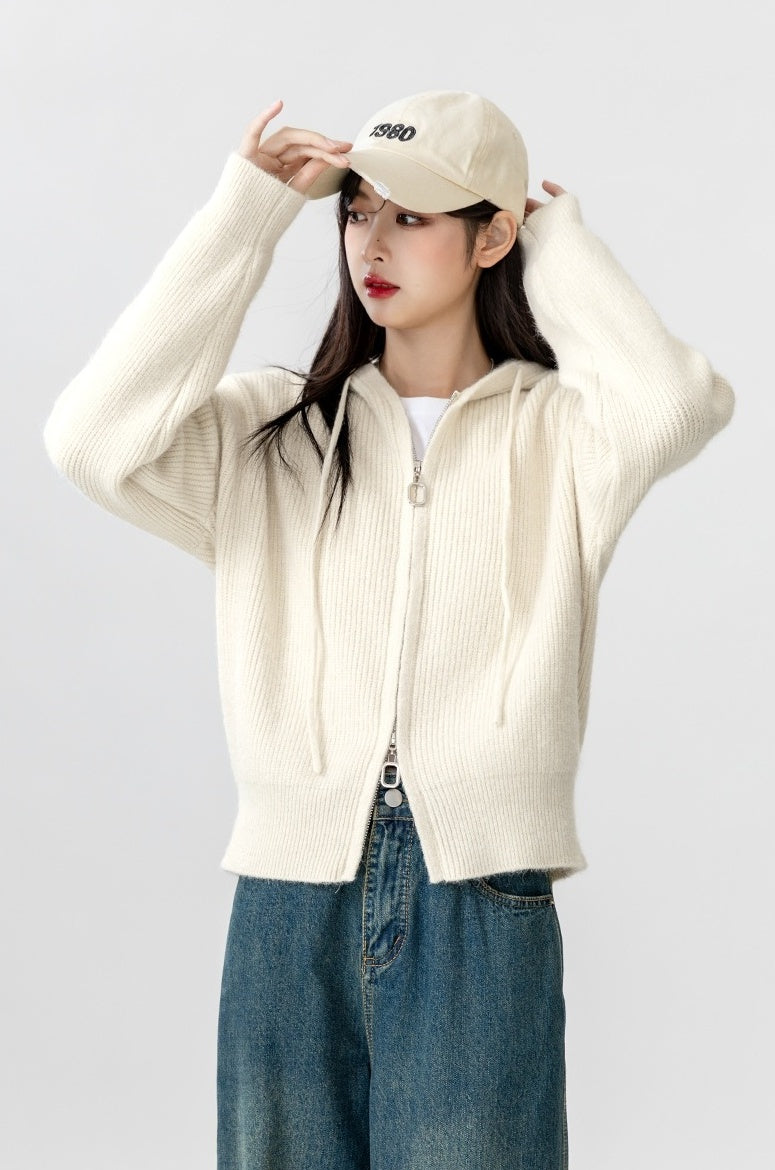 New Hooded Knit Cardigan Sweater