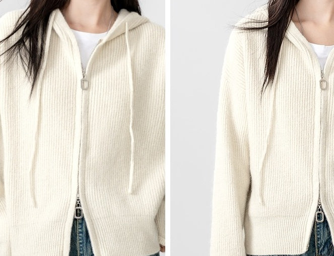 New Hooded Knit Cardigan Sweater